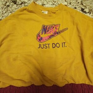 Nike Kids Mustard Yellow Tee with Pink Logo